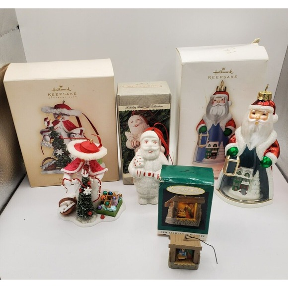Hallmark Other - 4 Hallmark Keepsake Christmas Ornaments Santa, Snow Lady, Miniature Nativity Lot
